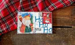 DREWNIANA POCZTÓWKA 'Ho Ho Ho'